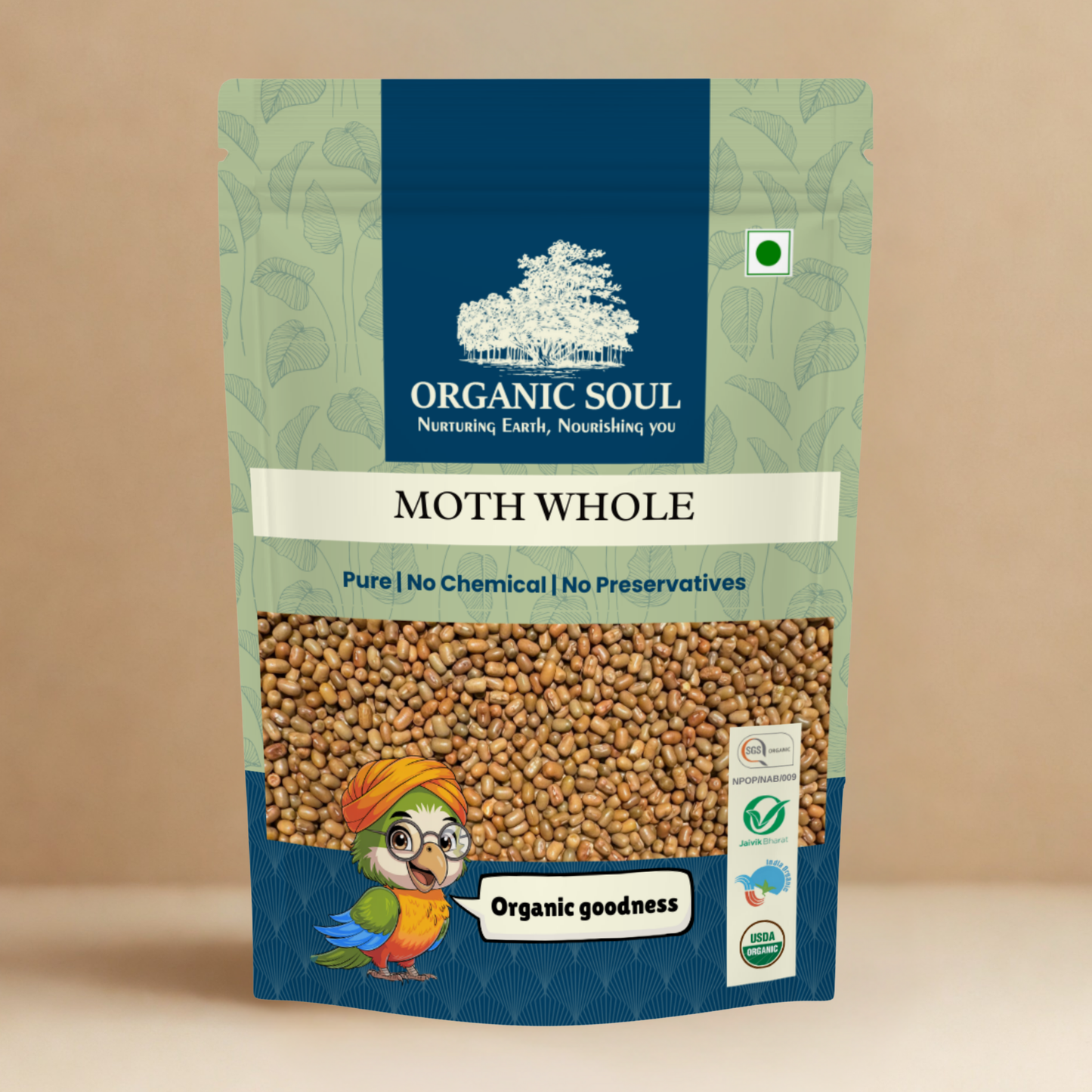 Organic Soul Moth Sabut/ Moth Whole/ Moth Beans – 500gm | 100% Certified Organic | Non-GMO | Unpolished