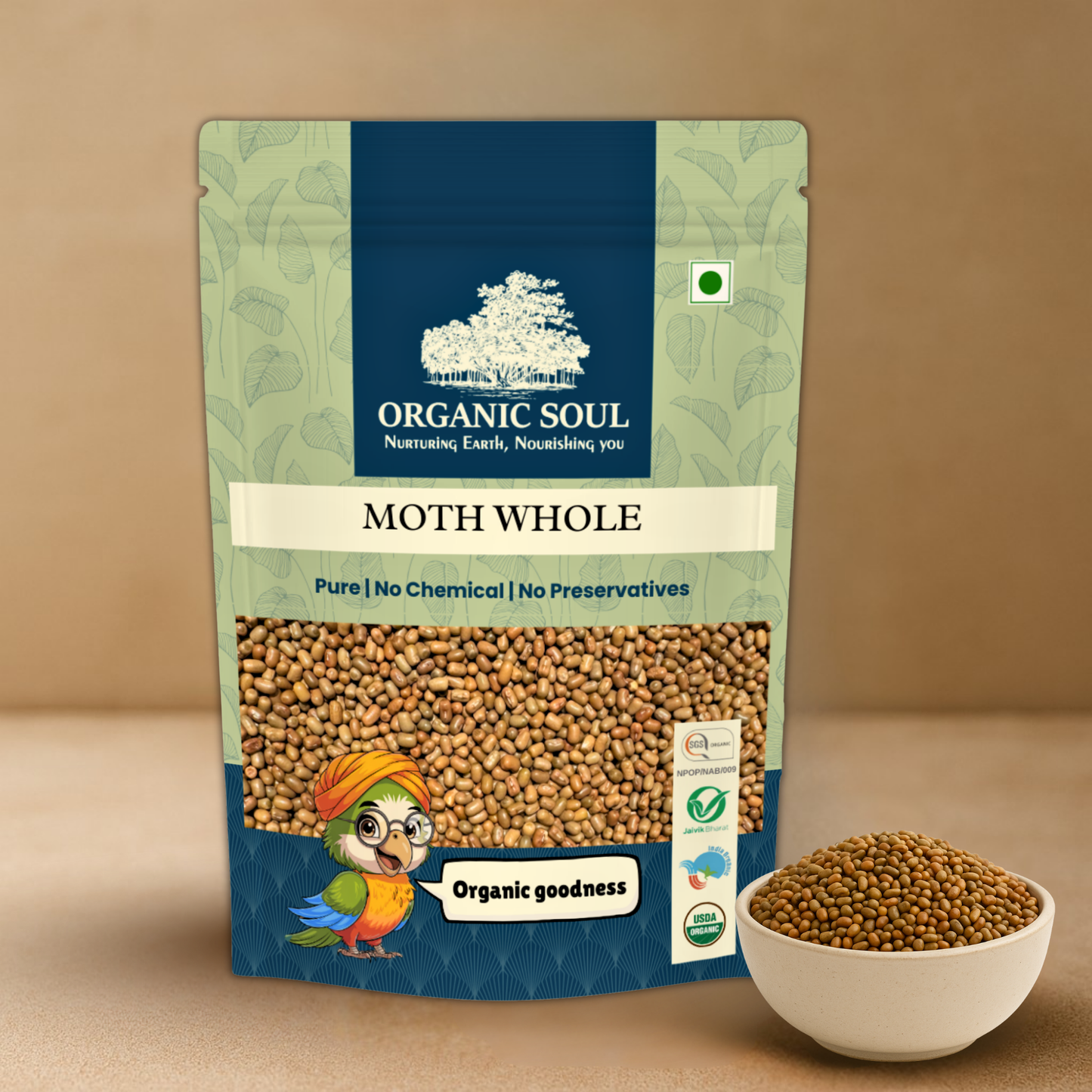 Organic Soul Moth Sabut/ Moth Whole/ Moth Beans – 500gm | 100% Certified Organic | Non-GMO | Unpolished